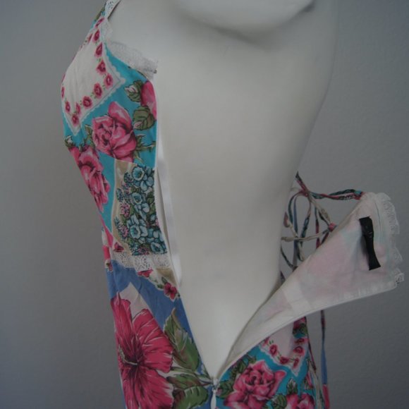 Vintage BCBG Dresses Y2k Midi Dess Bias Cut Cotton Sun Dress S Made in USA Flora - Picture 8 of 9